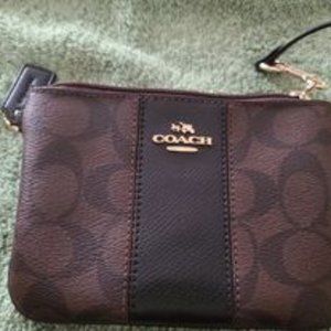 Coach brown and black small wristlet